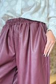 Made in Italy Runa Leather Look Tapered Barrel Pant Burgundy